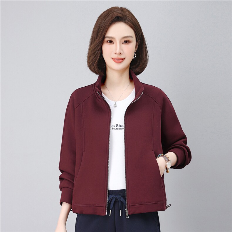 长期有货休闲百搭立领卫衣开衫短外套女2026春秋新款妈妈夹克上衣,女装卫衣/绒衫,璐依舞