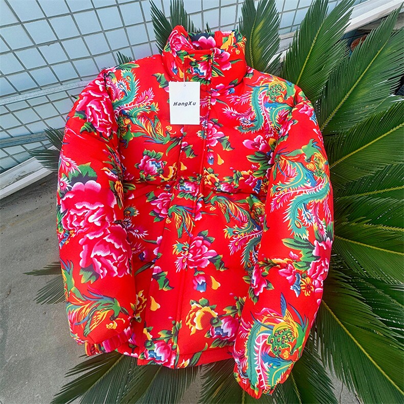 MY203男女休闲风东北大花加厚保暖防寒棉衣外套棉服棉袄团队图片