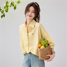 2026春夏新款蓝衬衫女宽松显瘦元气少女感衬衣韩版松弛感慵懒风，女装衬衫，艾米