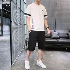 2021夏季新款男士透气运动套装帅气潮短袖短裤T恤两件套P35，男装套装，星座217-4