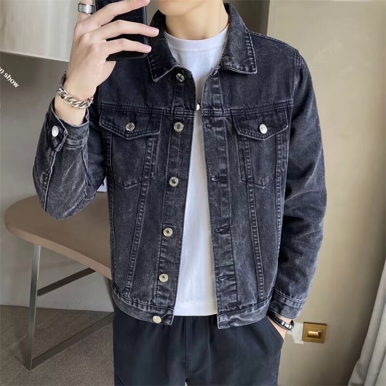 春秋牛仔外套男士韩版修身潮流青年夹克图片