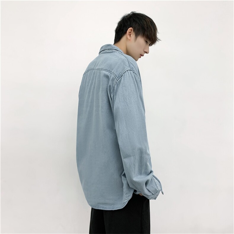 牛仔衬衫男长袖韩版潮流帅气工装衬衣dk制服日系休闲外套CS25-P45图片