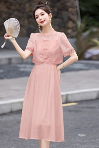 白色小香风连衣裙女2026夏季新款温柔风洋气减龄盘扣裙子图片