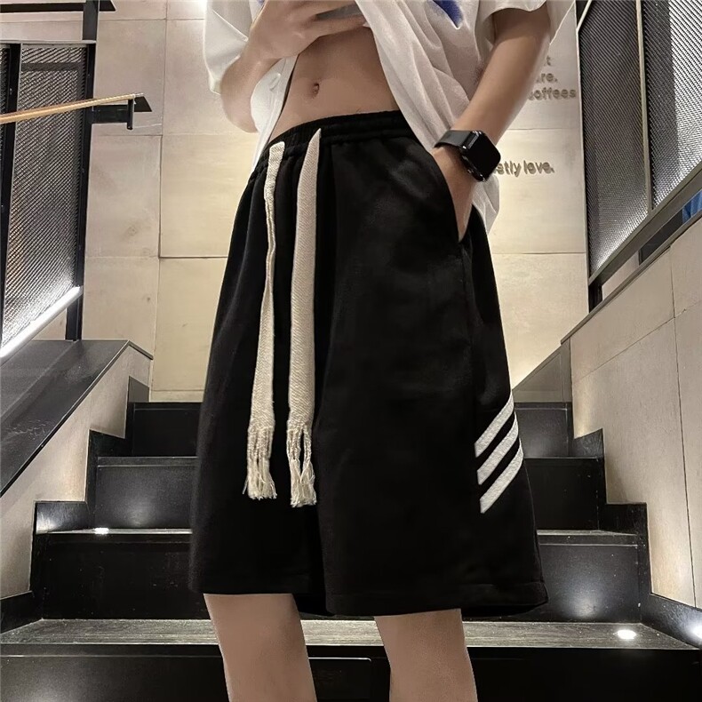 休闲裤青春流行原宿条纹时尚潮牌直筒夏季宽松型五分裤DK5514-P30图片