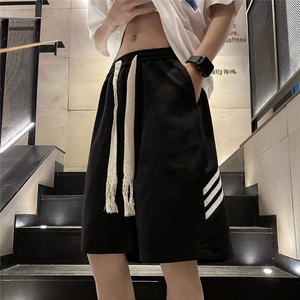 休闲裤青春流行原宿条纹时尚潮牌直筒夏季宽松型五分裤DK5514-P30图片