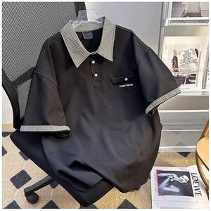 假两件格子拼接短袖t恤2025新款夏宽松大码胖mm美式polo衫上衣图片