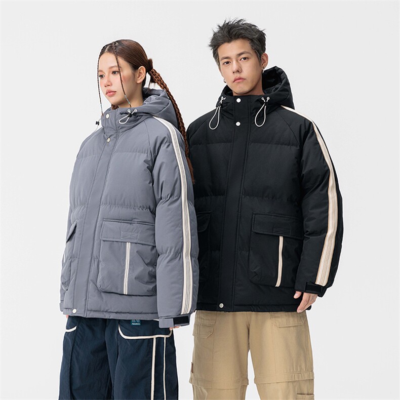 韩版潮牌宽松织带连帽情侣工装棉衣A161-MY8053,男装棉衣,电商A161