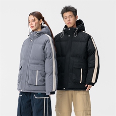 韩版潮牌宽松织带连帽情侣工装棉衣A161-MY8053，男装棉衣，电商A161