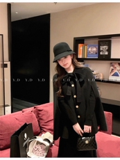 【依嘟】富家千金风斗篷大衣蝴蝶结宽松羊毛外套（含89.6%绵，女装双面呢大衣，依嘟服饰