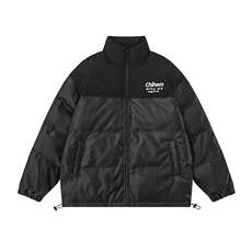 白底23新款冬季百立领字母印花加厚PU皮棉服外套MY6406P125控168，男装棉衣，电商A268-1