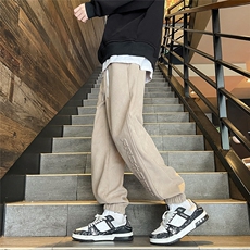灯芯绒冬季裤子男凹凸印花加绒休闲长裤男生束脚运动裤K629-P55，男装休闲裤，电商A020