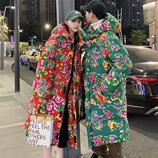 A5长款棉衣外套东北大花风汉服男女宽松保暖防寒连帽棉袄情侣，男装棉衣，星座115A(原星座507）