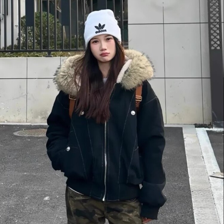潮座山雕棉服外套女2025冬季新款美式复古男女同款加厚棉衣棉袄,男装棉衣,星座218-8