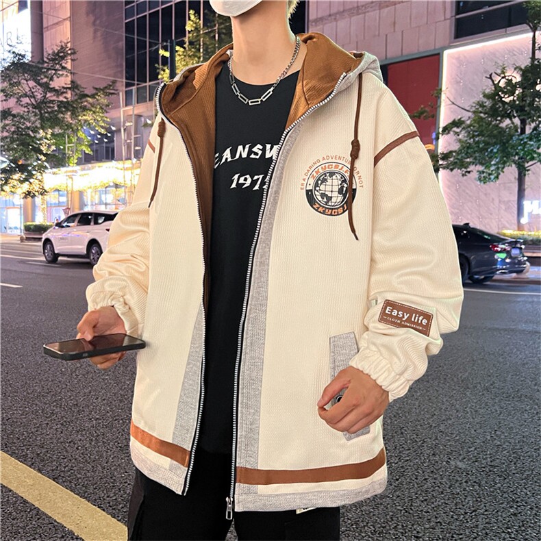 2025新款男士潮夹克青年连帽上衣印花休闲帅气韩版外套JK3619-P65,男装夹克,星座1105-2