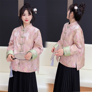 水衣源2607A款新中式提花刺绣短款轻薄羽绒服女图片