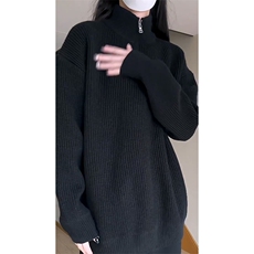 重磅秋冬北极绒双拉链毛衣开衫美式复古休闲慵懒风宽松针织衫外套，男装针织衫/毛衣，电商A486