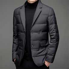西装领羽绒服男装商务休闲上衣加厚保暖宽松白鸭绒外套冬季新款，男装羽绒服，电商B212（原钱塘6029）