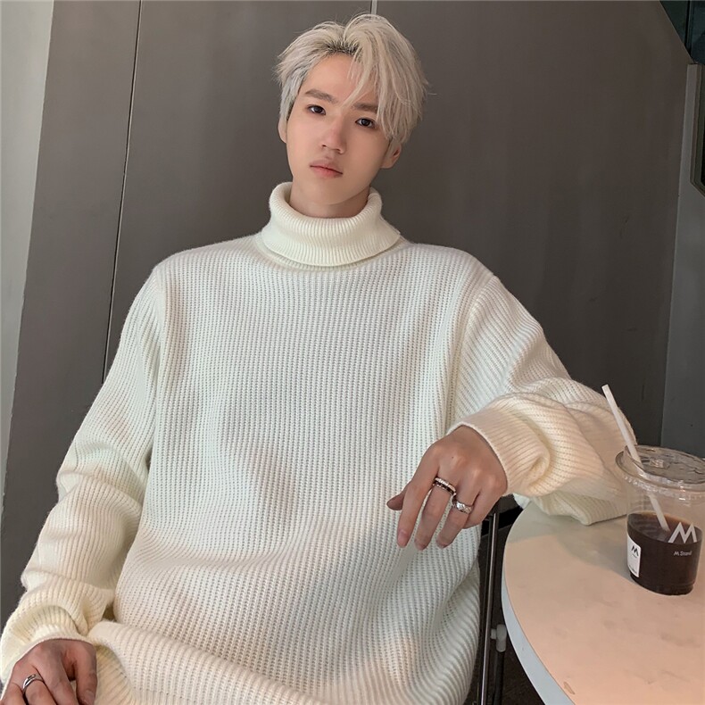 厚款高领毛衣男复古针织衫保暖宽松休闲套头线衣M32-P68图片