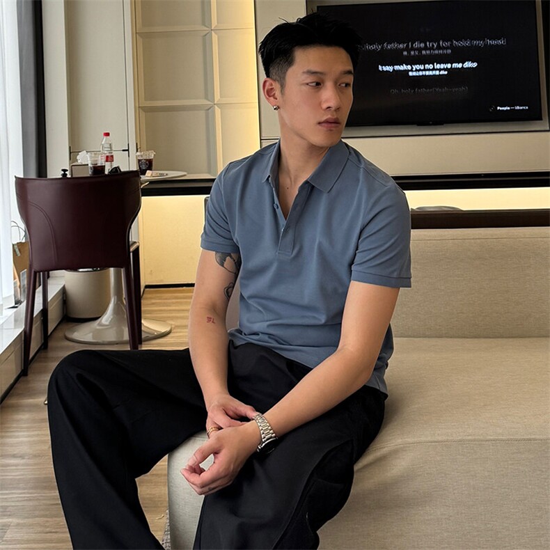 7A抑菌220克丝光珠地高品质常年主推短袖T恤翻领Polo衫T0257,男装Polo衫,电商D342