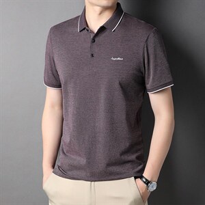 高端无痕短袖T恤男2023夏季新品男士体恤衫中年爸爸装上衣开叉潮图片