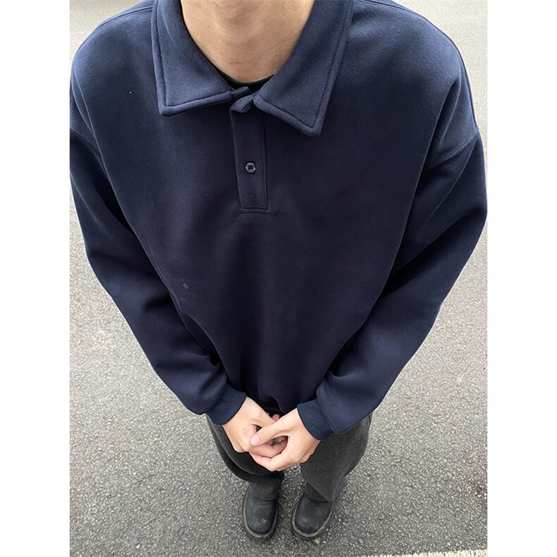 抖音得物高品质二开25秋冬美式高街结构设计POLO翻领卫衣外套W77,男装卫衣,电商A486-1