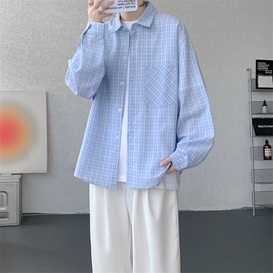 衬衫男秋季新款港风宽松格子长袖衬衫CS802-特P28图片