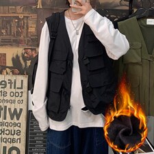 外穿百搭春秋日系加绒工装马甲背心外套M2003-常规p30 加绒p35,男装背心/马甲,星座1008-2