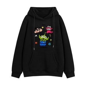 白底新款秋季时尚百搭宽松卡通印花潮流连帽卫衣W2021P40控58图片