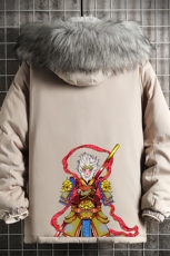MM48203-P130冬季大毛领棉衣男士大码加厚棉袄男棉服网格，男装棉衣，电商A040A
