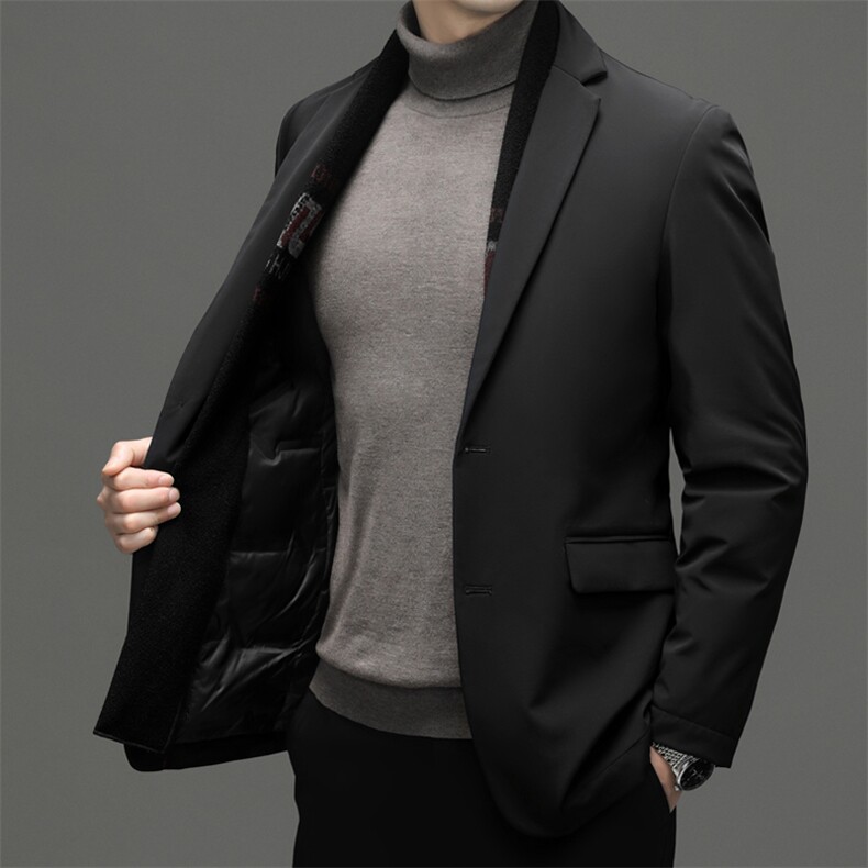 新款西装领加厚保暖羽绒服男士冬季中年商务休闲可脱卸领男装外套,男装羽绒服,电商B212（原钱塘6029）
