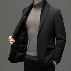 新款西装领加厚保暖羽绒服男士冬季中年商务休闲可脱卸领男装外套，男装羽绒服，电商B212（原钱塘6029）