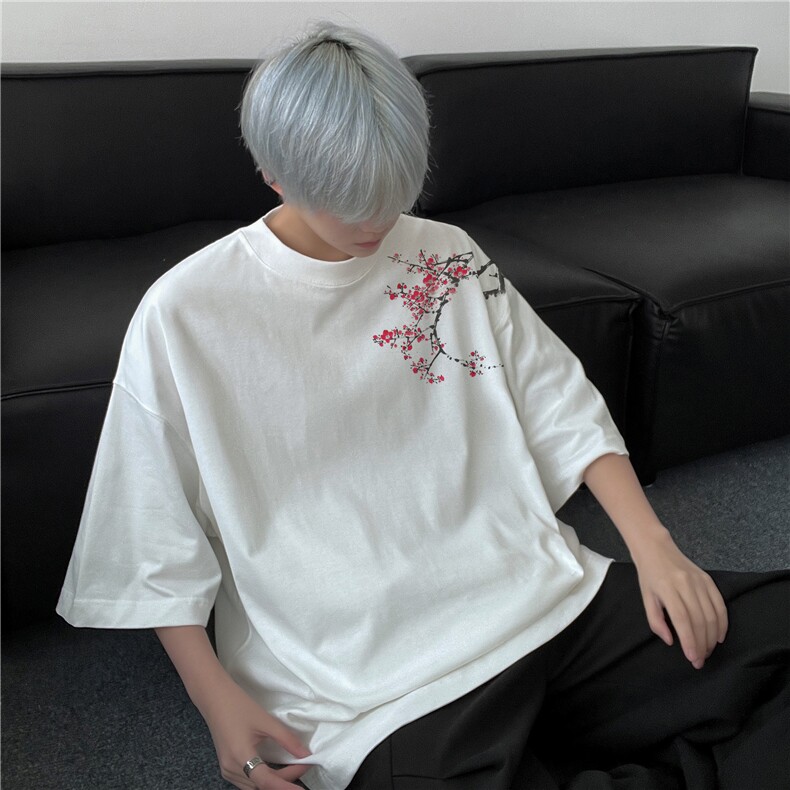 抖音品质直播得物风新中式印花短袖T恤dcm295-特批20控38,男装T恤,星座605(原A050)