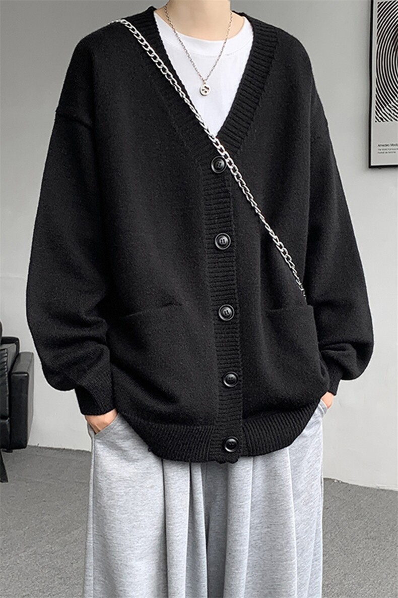 8XL-M大码V领开衫毛衣外套男日系复古宽松慵懒风针织衫KS002p55,男装针织衫/毛衣,电商B312