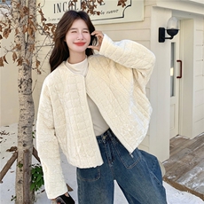 新款主推丝绒棉衣外套2632-P165-K248，女装短外套，2C129