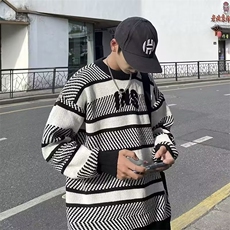 美式街头设计感圆领毛衣男慵懒风休闲针织衫YM2002P46，男装针织衫/毛衣，星座1116-2