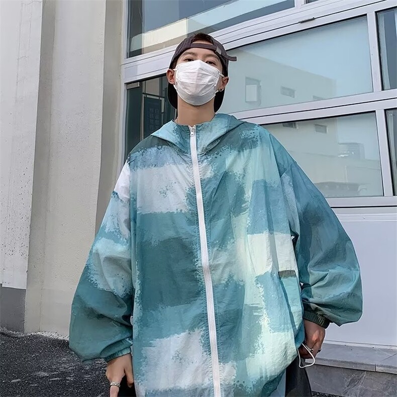 扎染防晒服男夏季薄款潮牌百搭连帽夹克痞帅户外防晒衣FW73-P36,男装防晒衣,星座1109-3