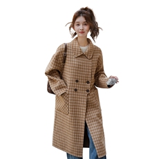 现货小格子双面羊绒羊毛大衣2C220-L301-P395K515，女装毛呢外套，2C220