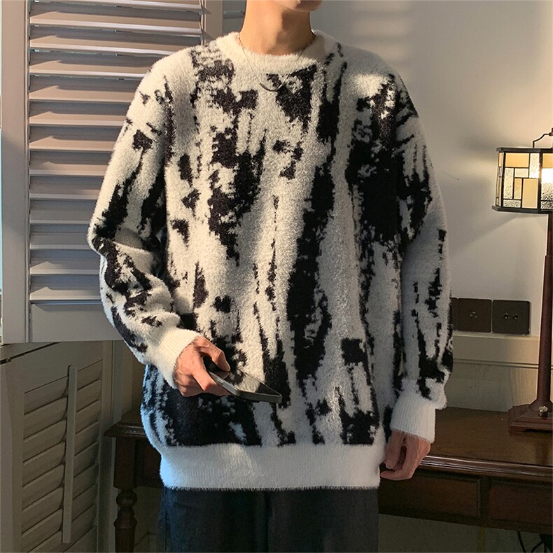 311B-1-CM-3960-P65控89港风貂毛水貂绒风提花大码针织毛衣,男装针织衫/毛衣,星座311B-1