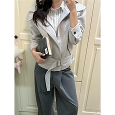 1506/QB10430/P79绑带毛呢夹克男女秋冬翻立领可切换领型高级，男装夹克，星座1506