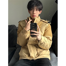 A296-P148冬季可拆卸毛领棉服灯芯绒拼接连帽工装上衣棉衣，男装棉衣，星座911