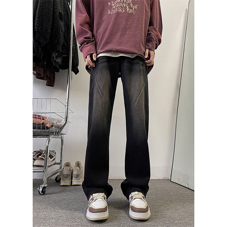 美式ins高街hiphop微喇重工艺水洗复古蓝牛仔裤货号K2322-1P60,男装牛仔裤,电商A063