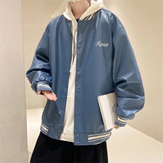 美式PU皮棒球服外套男春秋季ins宽松休闲百搭夹克CW2327-P58，男装夹克，星座512-2