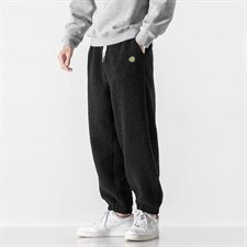 冬季中性港风日系大码羊羔毛裤加厚宽松休闲哈伦束脚裤K117/P70，男装休闲裤，电商A221A