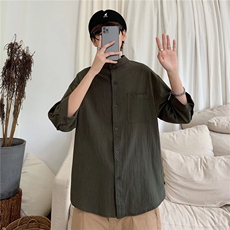2025衬衫男士夏季薄款冰丝衬衣男生上衣服潮牌流休闲外套，男装衬衫，星座715-4