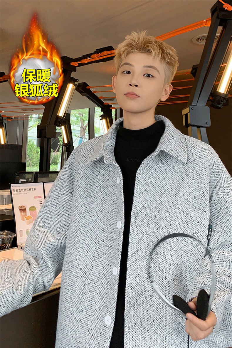 冬季潮流加绒加厚宽松小香风翻领夹克外套J2655J加绒-特P55,男装夹克,电商A001-1