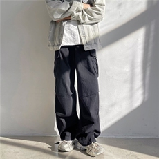直筒工装裤子男2024新款春季抽绳束脚卫裤裤子梭织复古，男装休闲裤，星座716-2