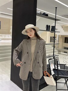 千鸟格西装外套腰带,女装西装,Balance Studio