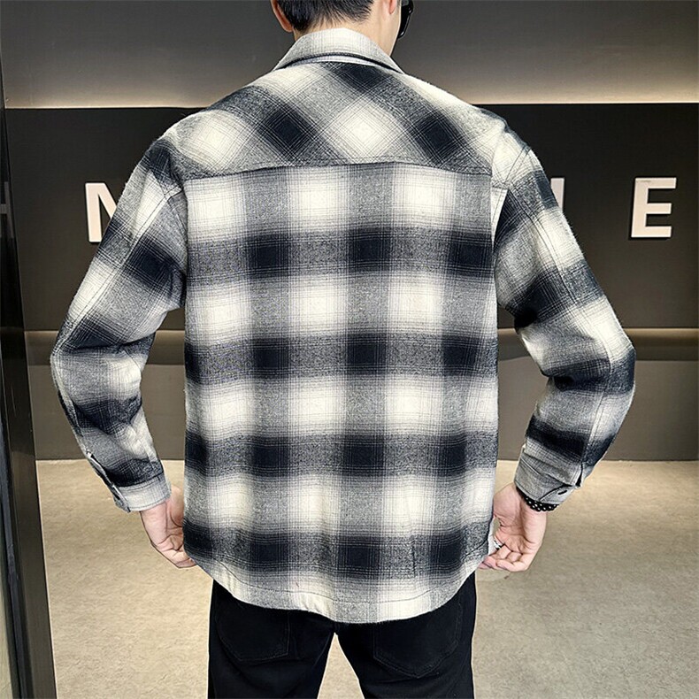 C317-6701-P952025春季新款千鸟格衬衫式夹克薄款外套男,男装夹克,电商C317