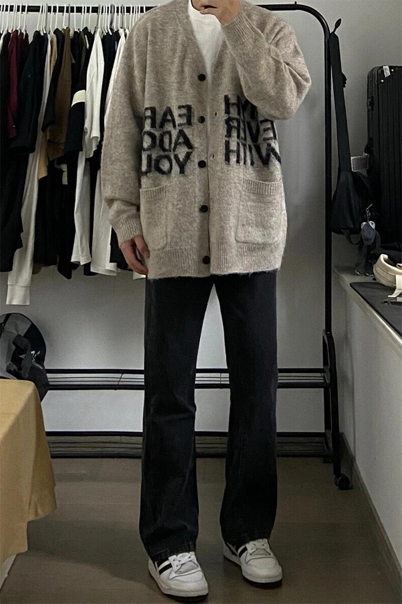 高级字母慵懒风软糯毛衣开衫针织外套MY218特P63,男装针织衫/毛衣,星座908-1