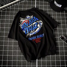 2021春夏新款日系网格潮流韩版宽松鲨鱼印花休闲男装T恤T88-P35，男装T恤，电商A009A（原A058A）